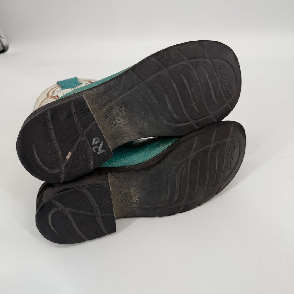 Ariat Boots Fat Baby Heritage Western Harmony Teal White Y2k Vintage Rodeo Sz 9B - Picture 8 of 11